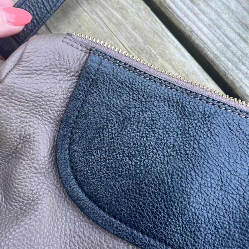 FURLA Pebbled Leather Colorblock Shoulder Tote Bag - Picture 6 of 10